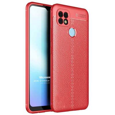 Microsonic Realme C25s Kılıf Deri Dokulu Silikon Kırmızı