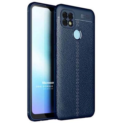Microsonic Realme C25s Kılıf Deri Dokulu Silikon Lacivert