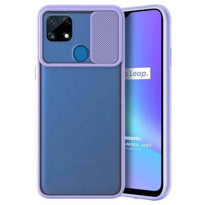 Microsonic Realme C25s Kılıf Slide Camera Lens Protection Lila