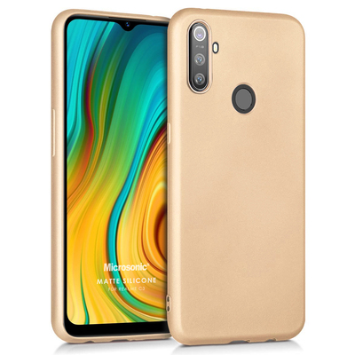 Microsonic Realme C3 Kılıf Matte Silicone Gold