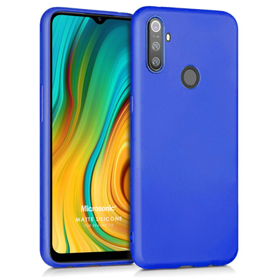 Microsonic Realme C3 Kılıf Matte Silicone Mavi