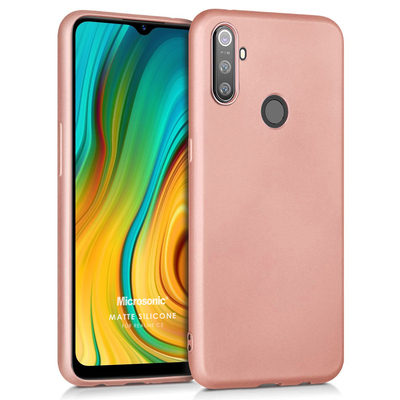 Microsonic Realme C3 Kılıf Matte Silicone Rose Gold