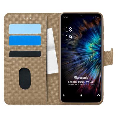 Microsonic Reeder P13 Blue 2022 Kılıf Fabric Book Wallet Gold