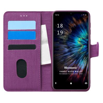 Microsonic Reeder P13 Blue 2022 Kılıf Fabric Book Wallet Mor