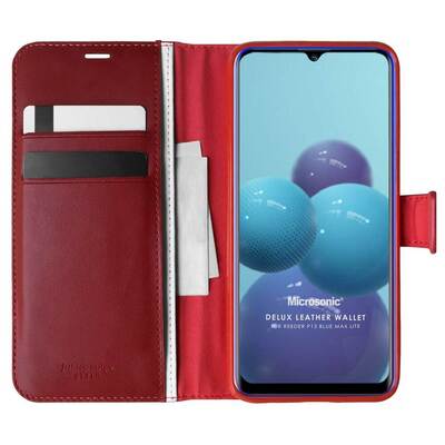 Microsonic Reeder P13 Blue Max Lite Kılıf Delux Leather Wallet Kırmızı