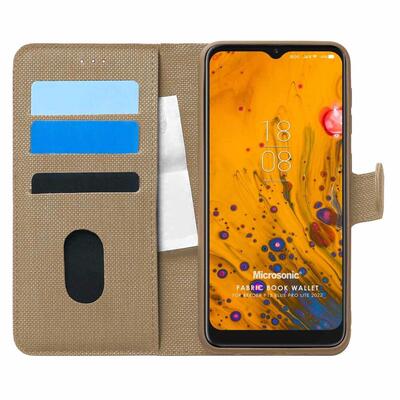 Microsonic Reeder P13 Blue Max Pro Lite 2022 Kılıf Fabric Book Wallet Gold