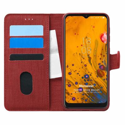 Microsonic Reeder P13 Blue Max Pro Lite 2022 Kılıf Fabric Book Wallet Kırmızı