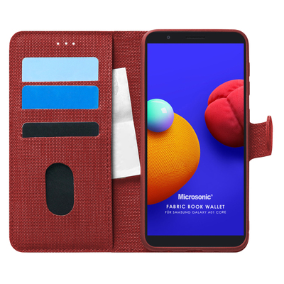Microsonic Samsung Galaxy A01 Core Kılıf Fabric Book Wallet Kırmızı