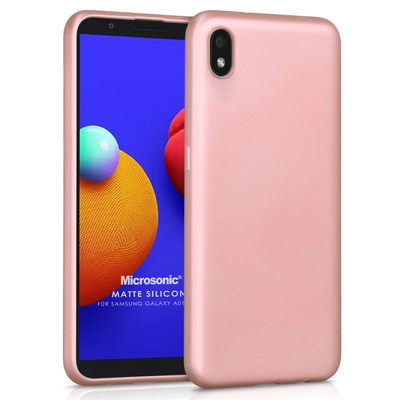 Microsonic Samsung Galaxy A01 Core Kılıf Matte Silicone Rose Gold