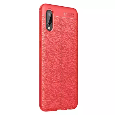 Microsonic Samsung Galaxy A02 Kılıf Deri Dokulu Silikon Kırmızı