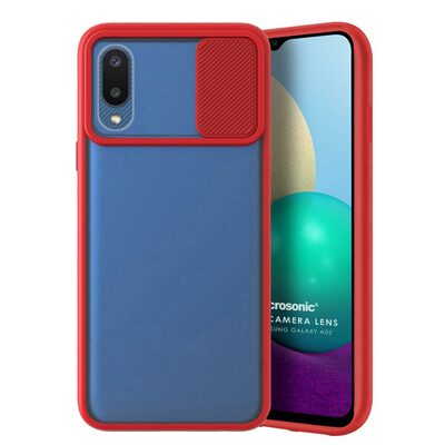 Microsonic Samsung Galaxy A02 Kılıf Slide Camera Lens Protection Kırmızı