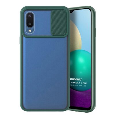 Microsonic Samsung Galaxy A02 Kılıf Slide Camera Lens Protection Koyu Yeşil