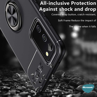 Microsonic Samsung Galaxy A02s Kılıf Kickstand Ring Holder Siyah