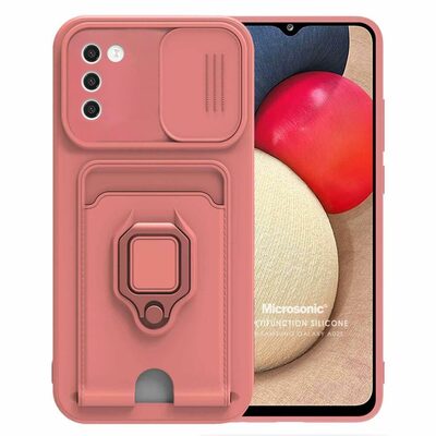 Microsonic Samsung Galaxy A02S Kılıf Multifunction Silicone Pembe