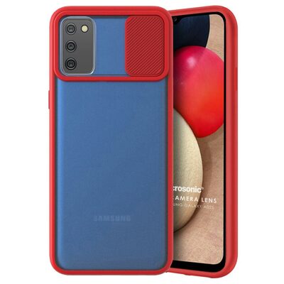 Microsonic Samsung Galaxy A02s Kılıf Slide Camera Lens Protection Kırmızı