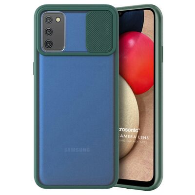 Microsonic Samsung Galaxy A02s Kılıf Slide Camera Lens Protection Koyu Yeşil