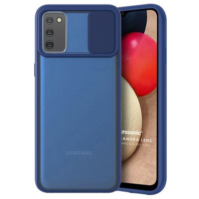 Microsonic Samsung Galaxy A02s Kılıf Slide Camera Lens Protection Lacivert