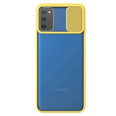 Microsonic Samsung Galaxy A02s Kılıf Slide Camera Lens Protection Sarı