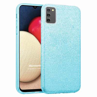 Microsonic Samsung Galaxy A02s Kılıf Sparkle Shiny Mavi