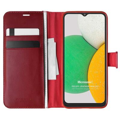 Microsonic Samsung Galaxy A03 Core Kılıf Delux Leather Wallet Kırmızı