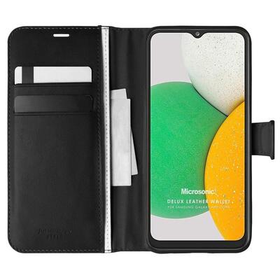 Microsonic Samsung Galaxy A03 Core Kılıf Delux Leather Wallet Siyah
