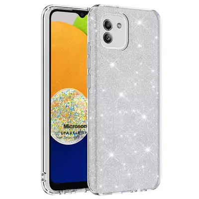 Microsonic Samsung Galaxy A03 Kılıf Sparkle Shiny Gümüş