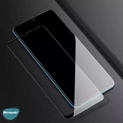 Microsonic Samsung Galaxy A03s Kavisli Temperli Cam Ekran Koruyucu Film Siyah