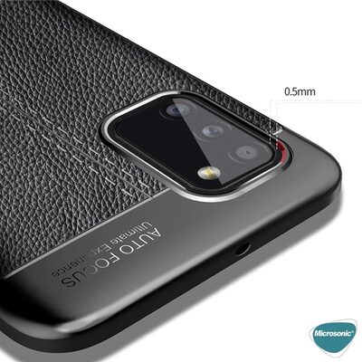 Microsonic Samsung Galaxy A03s Kılıf Deri Dokulu Silikon Lacivert