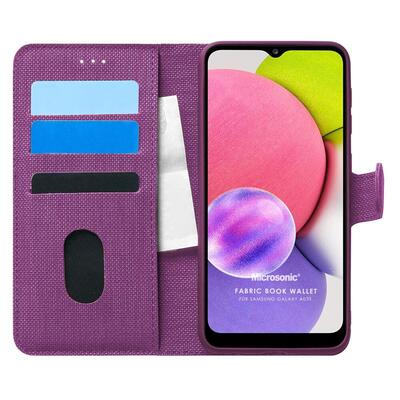 Microsonic Samsung Galaxy A03s Kılıf Fabric Book Wallet Mor