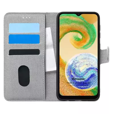 Microsonic Samsung Galaxy A04S Kılıf Fabric Book Wallet Gri