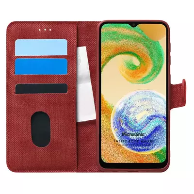 Microsonic Samsung Galaxy A04S Kılıf Fabric Book Wallet Kırmızı
