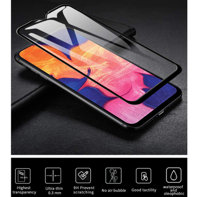Microsonic Samsung Galaxy A10 Kavisli Temperli Cam Ekran Koruyucu Film Siyah