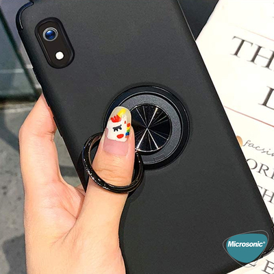 Microsonic Samsung Galaxy A10 Kılıf Kickstand Ring Holder Kırmızı