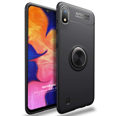 Microsonic Samsung Galaxy A10 Kılıf Kickstand Ring Holder Siyah