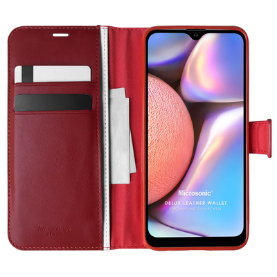 Microsonic Samsung Galaxy A10s Kılıf Delux Leather Wallet Kırmızı
