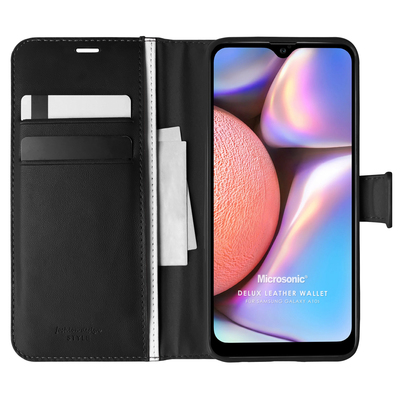 Microsonic Samsung Galaxy A10s Kılıf Delux Leather Wallet Siyah