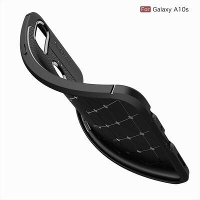 Microsonic Samsung Galaxy A10S Kılıf Deri Dokulu Silikon Siyah