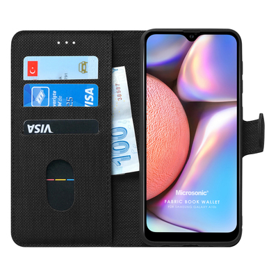 Microsonic Samsung Galaxy A10s Kılıf Fabric Book Wallet Siyah