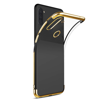 Microsonic Samsung Galaxy A11 Kılıf Skyfall Transparent Clear Gold