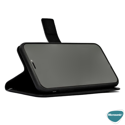Microsonic  Samsung Galaxy A12 Kılıf Delux Leather Wallet Siyah