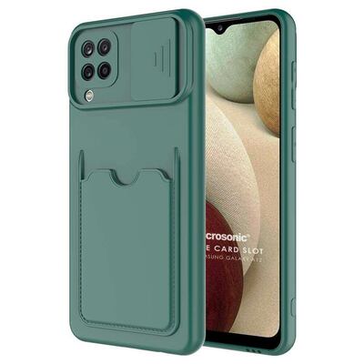 Microsonic Samsung Galaxy A12 Kılıf Inside Card Slot Koyu Yeşil