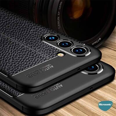 Microsonic Samsung Galaxy A13 Kılıf Deri Dokulu Silikon Lacivert