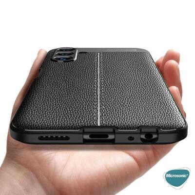 Microsonic Samsung Galaxy A13 Kılıf Deri Dokulu Silikon Siyah