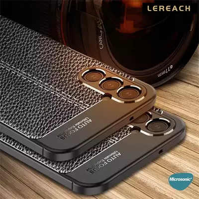 Microsonic Samsung Galaxy A14 Kılıf Deri Dokulu Silikon Siyah