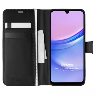 Microsonic Samsung Galaxy A15 Kılıf Delux Leather Wallet Siyah