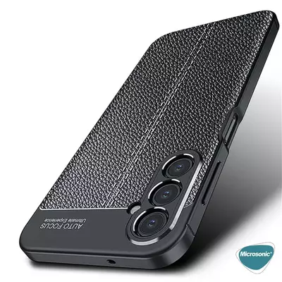 Microsonic Samsung Galaxy A15 Kılıf Deri Dokulu Silikon Siyah