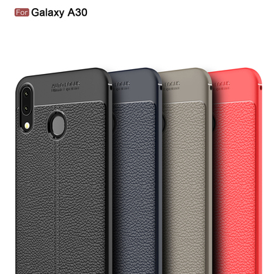 Microsonic Samsung Galaxy A20 Kılıf Deri Dokulu Silikon Kırmızı