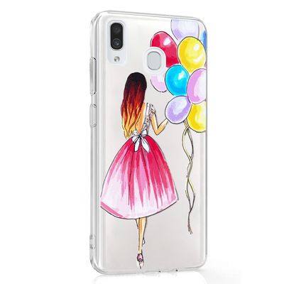 Microsonic Samsung Galaxy A20 Desenli Kılıf Balonlu Kız