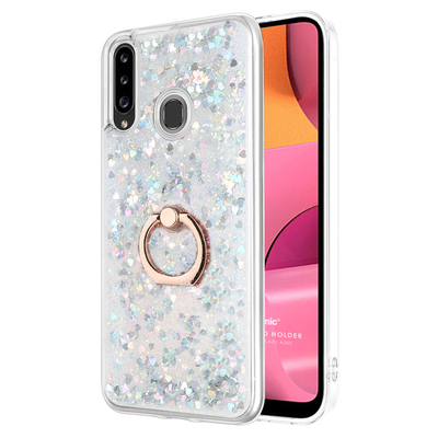 Microsonic Samsung Galaxy A20s Kılıf Glitter Liquid Holder Gümüş