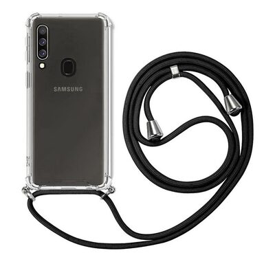 Microsonic Samsung Galaxy A20s Kılıf Neck Lanyard Siyah